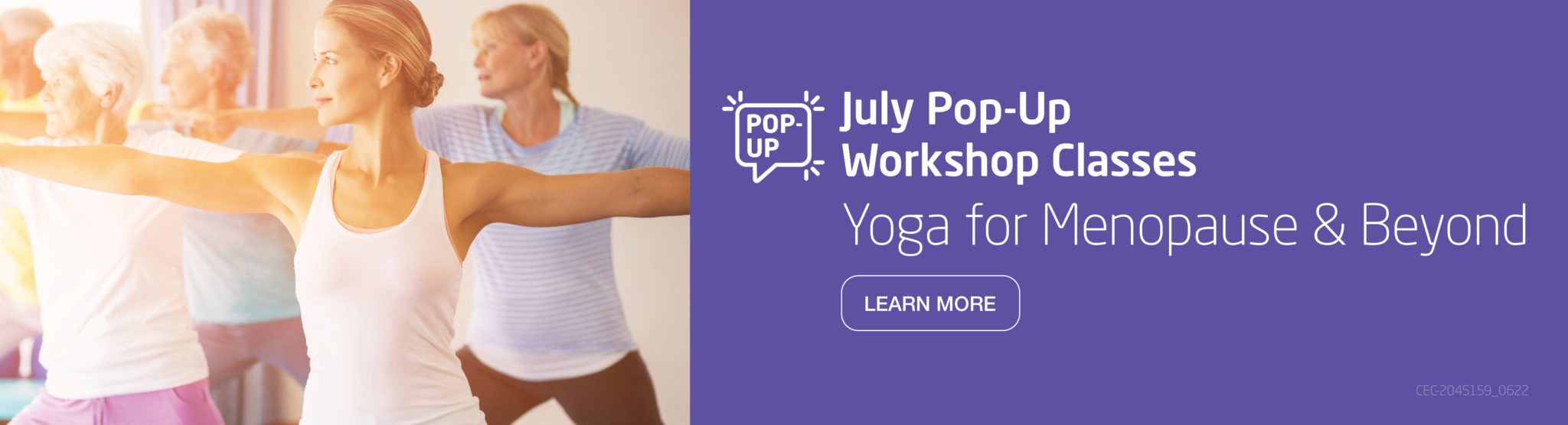 JULY POP UP Workshop Classes Yoga for Menopause & Beyond